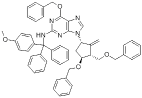 6-(Benzyloxy)-9-((1S,3R,3S)-4-(benzyloxy)-3-(benzyloxymethyl)-2-methylenecyclopentyl)-N-((4-methoxyphenyl)diphenylmethyl)-9H-purin-2-amine CAS 142217-80-9