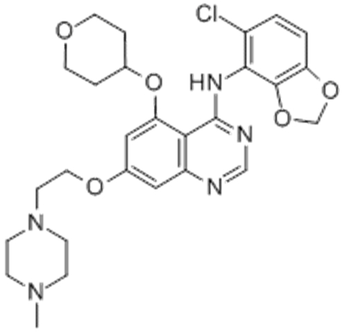 4-Quinazolinamine,N-(5-chloro-1,3-benzodioxol-4-yl)-7-[2-(4-methyl-1-piperazinyl)ethoxy]-5-[(tetrahydro-2H-pyran-4-yl)oxy]- CAS 379231-04-6