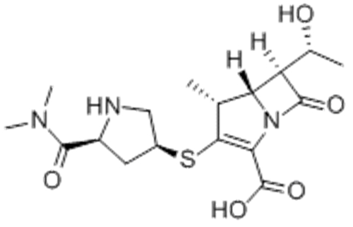 1-Azabicyclo[3.2.0]hept-2-ene-2-carboxylicacid,3-[[(3S,5S)-5-[(dimethylamino)carbonyl]-3-pyrrolidinyl]thio]-6-[(1R)-1-hydroxyethyl]-4-methyl-7-oxo-,hydrate (1:3),( 57356380, 57252117,4R,5S,6S)- CAS 119478-56-7