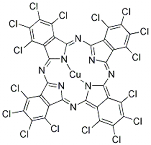 Copper,[1,2,3,4,8,9,10,11,15,16,17,18,22,23,24,25-hexadecachloro-29H,31H-phthalocyaninato(2-)-kN29,kN30,kN31,kN32]-,( 57354024, 57254047,SP-4-1)- CAS 14832-14-5